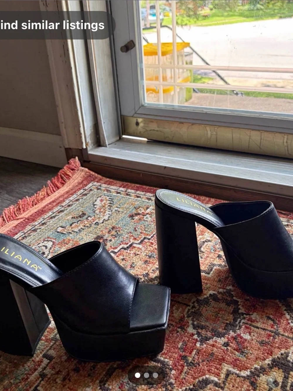 Liliana Black Platform Mule Heels with Block Heel